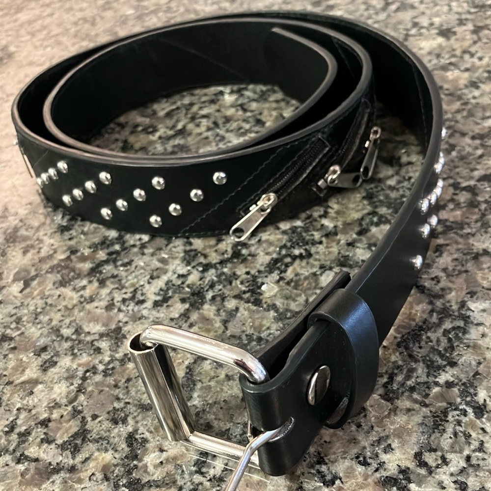 Hot Topic Black Studded Belt with Silver Accents